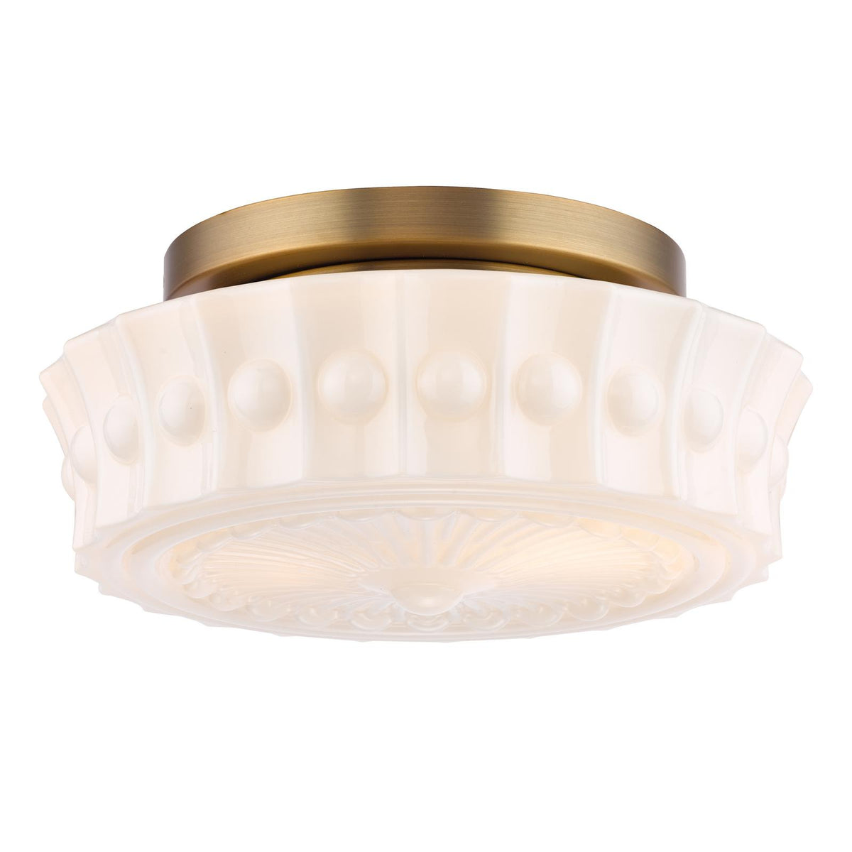 Dar Neema 2 Light Flush Opal Glass and Antique Bronze