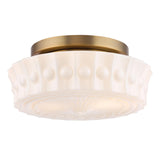 Dar Neema 2 Light Flush Opal Glass and Antique Bronze