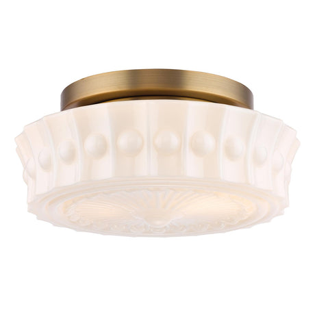 Dar Neema 2 Light Flush Opal Glass and Antique Bronze