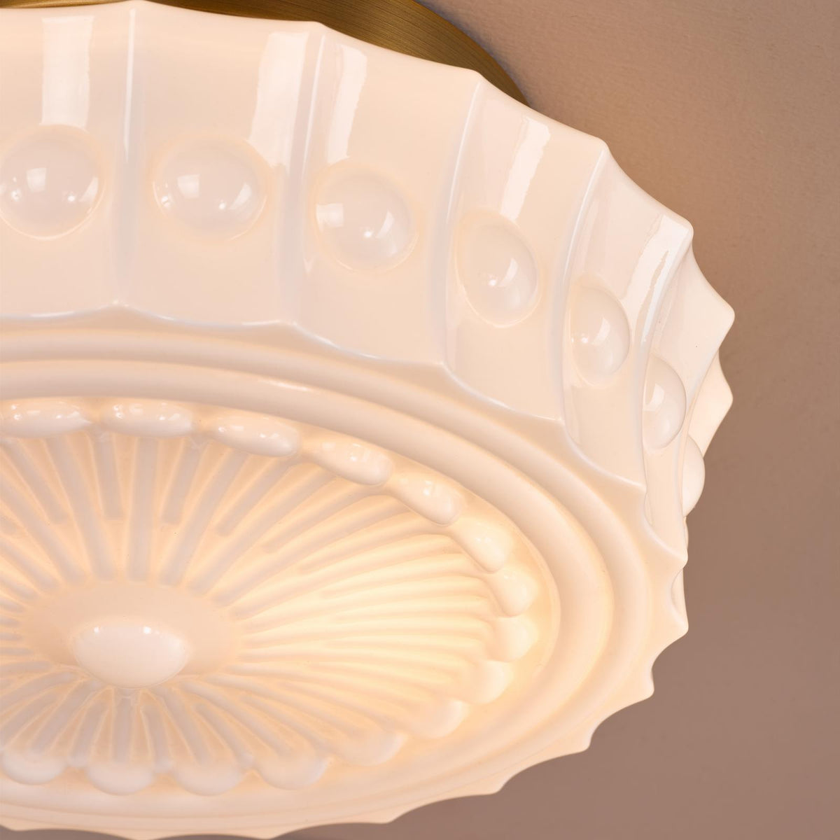 Dar Neema 2 Light Flush Opal Glass and Antique Bronze