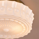 Dar Neema 2 Light Flush Opal Glass and Antique Bronze