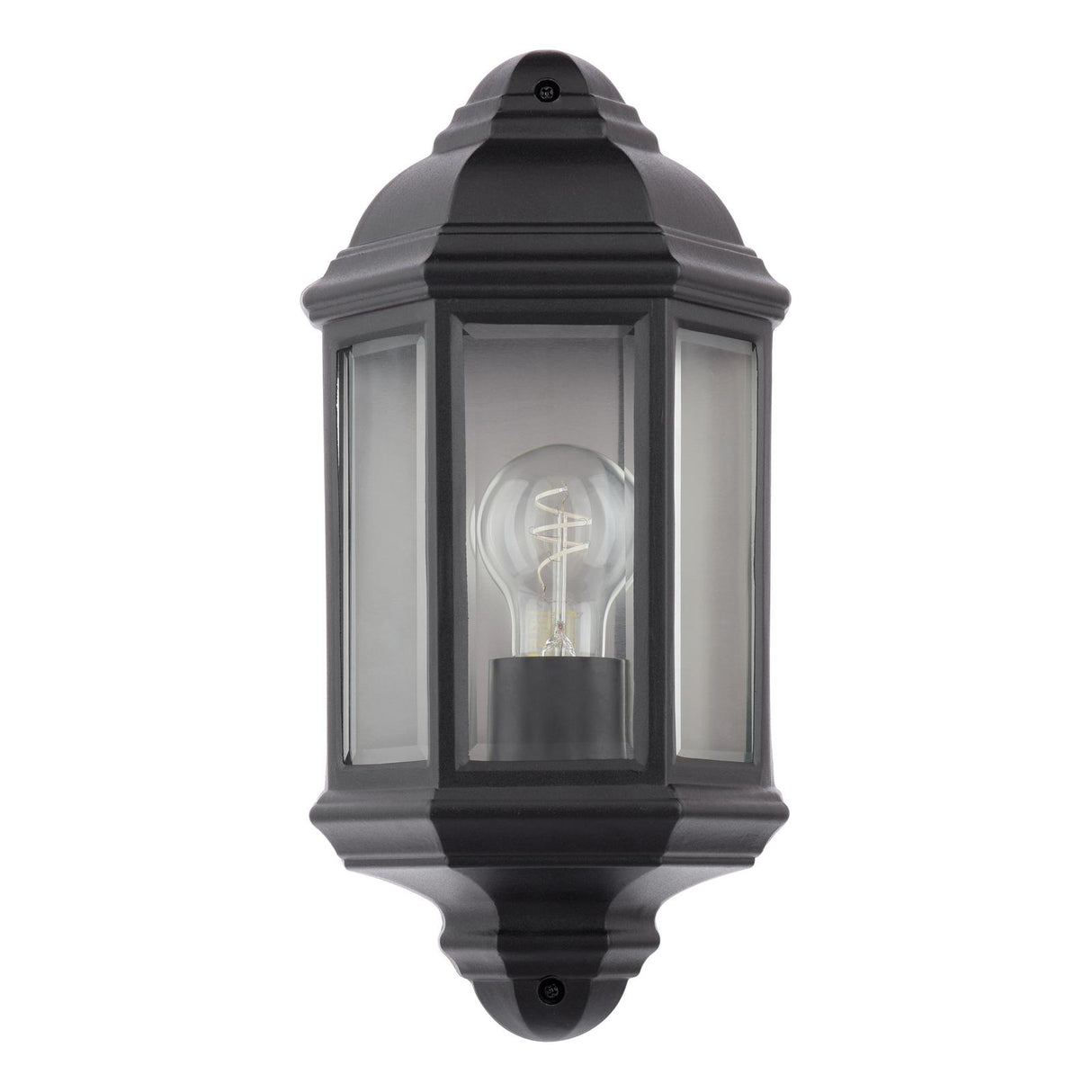 Dar Nelson Outdoor Wall Light Matt Black and Glass IP44