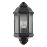 Dar Nelson Outdoor Wall Light Matt Black and Glass IP44