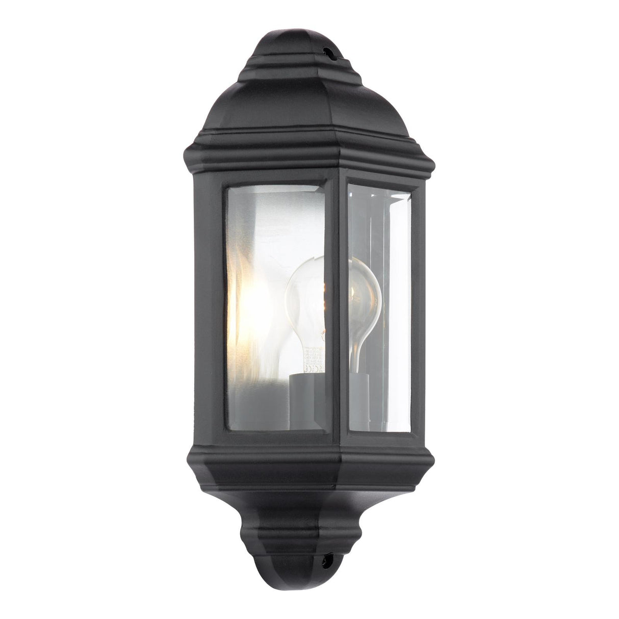Dar Nelson Outdoor Wall Light Matt Black and Glass IP44