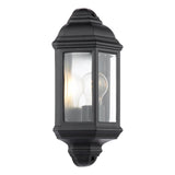 Dar Nelson Outdoor Wall Light Matt Black and Glass IP44