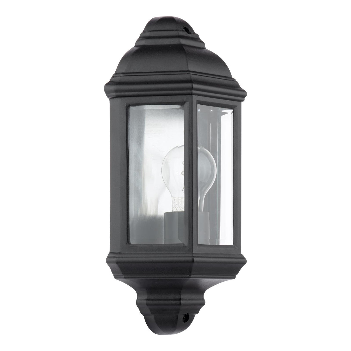 Dar Nelson Outdoor Wall Light Matt Black and Glass IP44