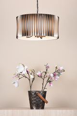 Dar Netra 3 Light Pendant Satin Bronze and Ivory