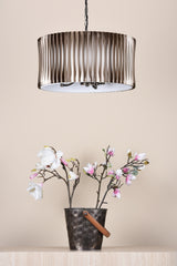 Dar Netra 3 Light Pendant Satin Bronze and Ivory