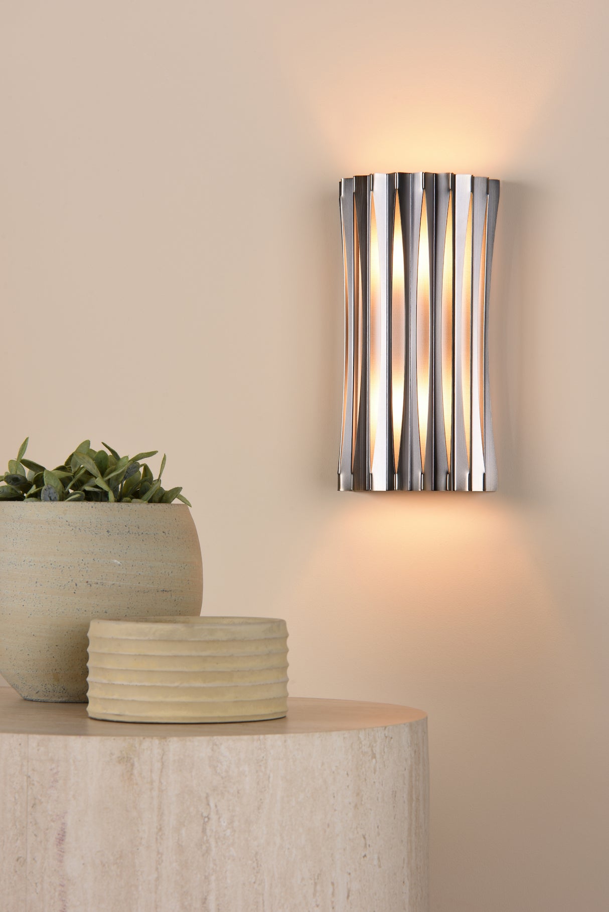 Dar Netra 2 Light Wall Light Satin Bronze and Ivory