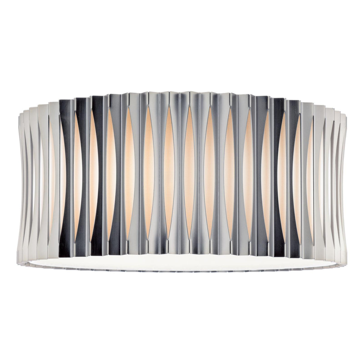 Dar Netra 3 Light Flush Satin Bronze and Ivory