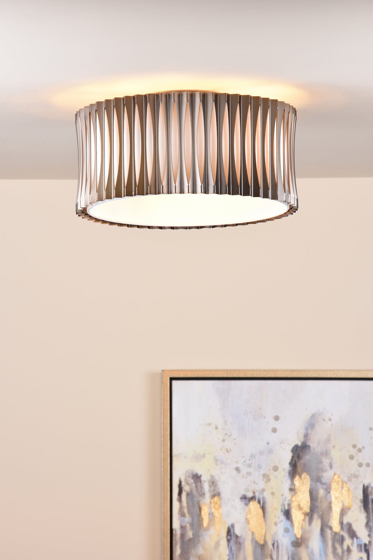 Dar Netra 3 Light Flush Satin Bronze and Ivory