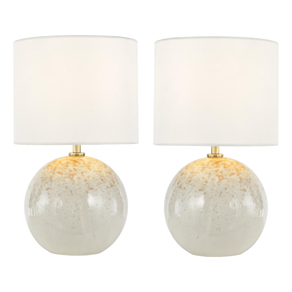 Dar Nicolette Twin Pack Table Lamp Pink and Cream Ceramic With Linen Shade