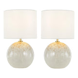Dar Nicolette Twin Pack Table Lamp Pink and Cream Ceramic With Linen Shade