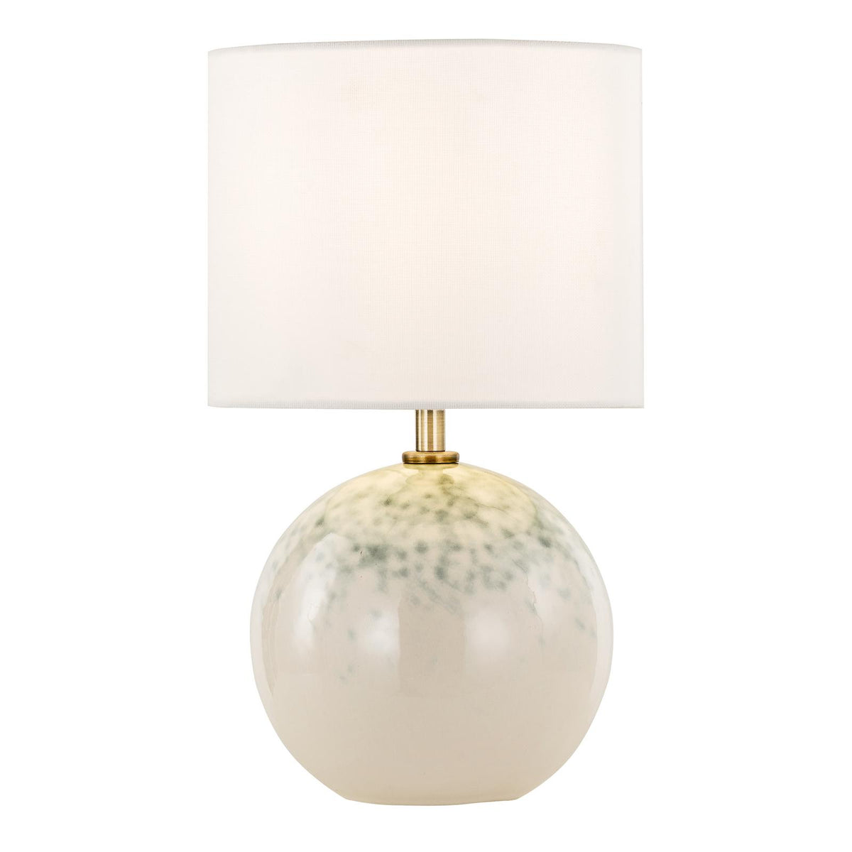 Dar Nicolette Twin Pack Table Lamp Green and Cream Ceramic With Linen Shade