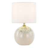 Dar Nicolette Twin Pack Table Lamp Green and Cream Ceramic With Linen Shade