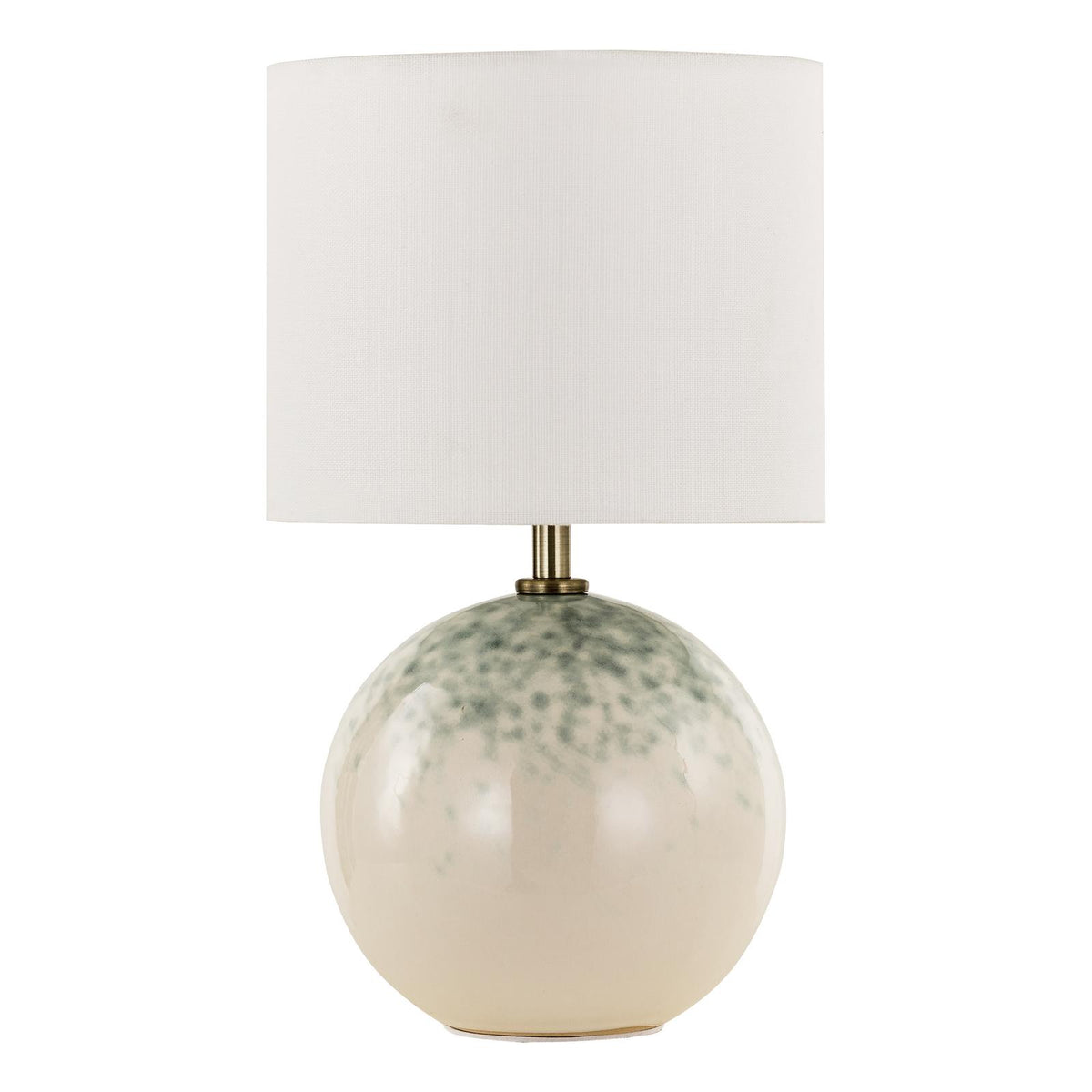 Dar Nicolette Twin Pack Table Lamp Green and Cream Ceramic With Linen Shade