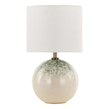 Dar Nicolette Twin Pack Table Lamp Green and Cream Ceramic With Linen Shade