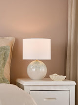 Dar Nicolette Twin Pack Table Lamp Green and Cream Ceramic With Linen Shade