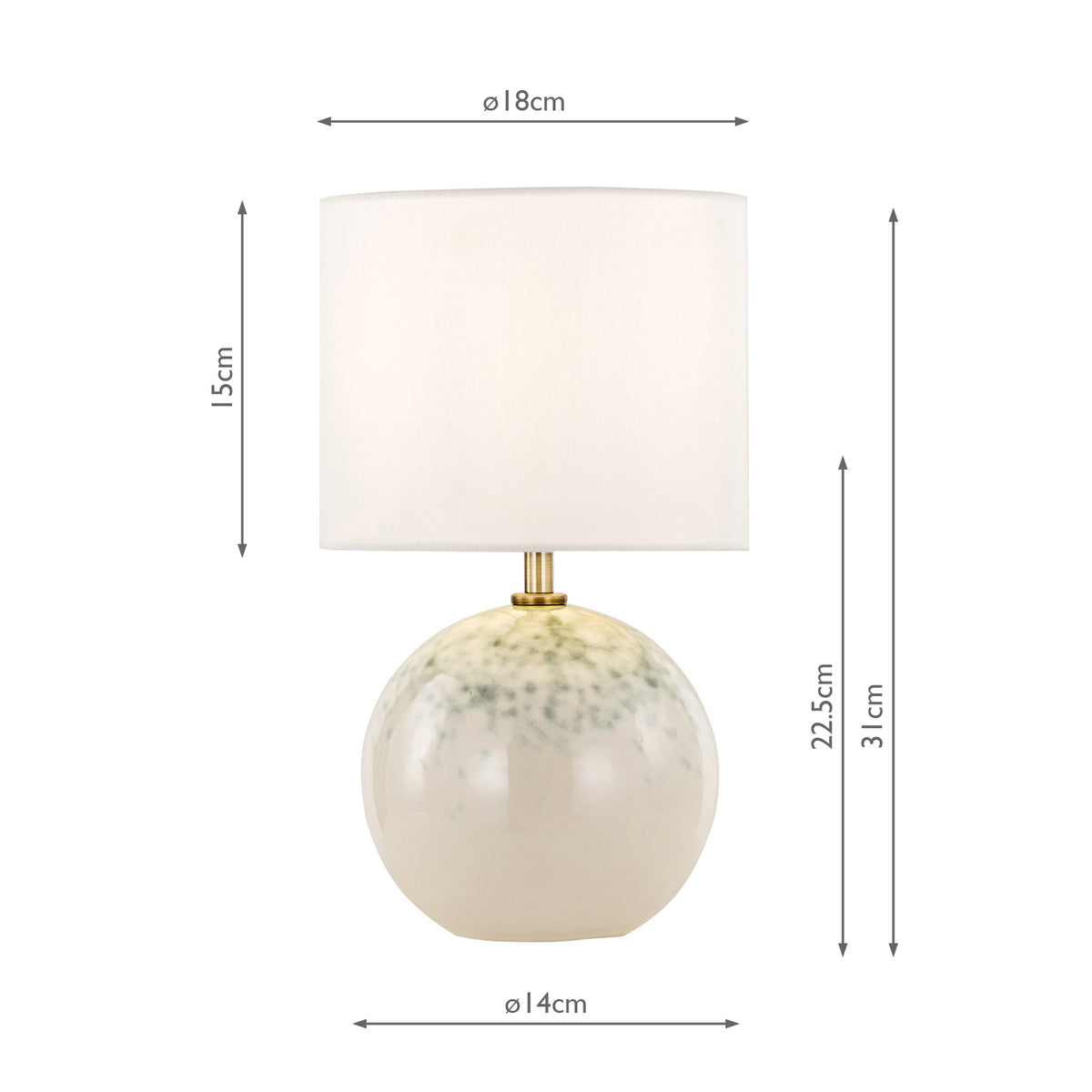 Dar Nicolette Twin Pack Table Lamp Green and Cream Ceramic With Linen Shade