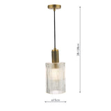 Dar Nikolas Solid Brass Pendant Ribbed Cylinder Glass –  from Amos Lighting + Home