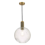 Dar Nikolas Solid Brass Pendant Ribbed Round Glass –  from Amos Lighting + Home