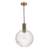 Dar Nikolas Solid Brass Pendant Ribbed Round Glass –  from Amos Lighting + Home