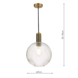 Dar Nikolas Solid Brass Pendant Ribbed Round Glass –  from Amos Lighting + Home