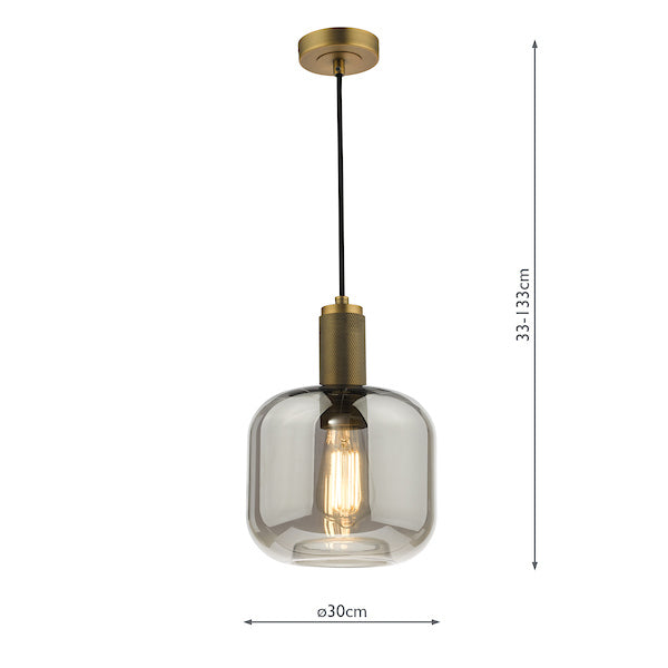 Dar Nikolas Solid Brass Pendant Smoked Glass –  from Amos Lighting + Home