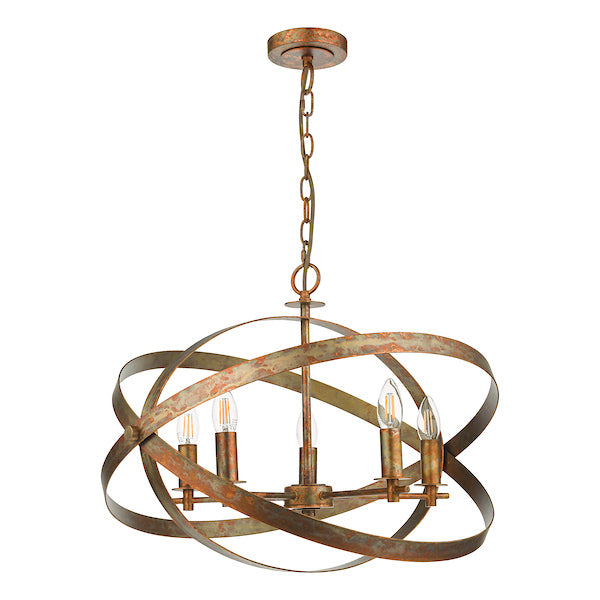 Dar Nitya 5lt Pendant Chandelier Oxidised Copper –  from Amos Lighting + Home