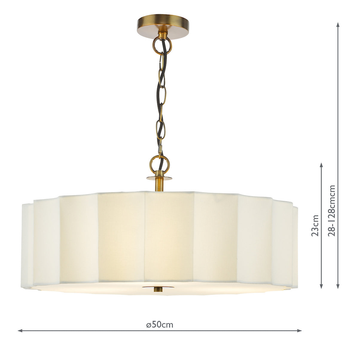 Dar Noura 3 Light Pendant Ivory and Antique Bronze