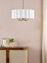 Dar Noura 5 Light Pendant Antique Bronze and Ivory Scallop Shade