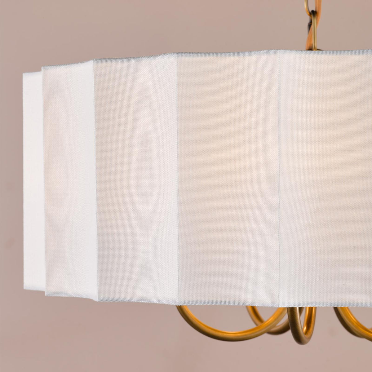 Dar Noura 5 Light Pendant Antique Bronze and Ivory Scallop Shade