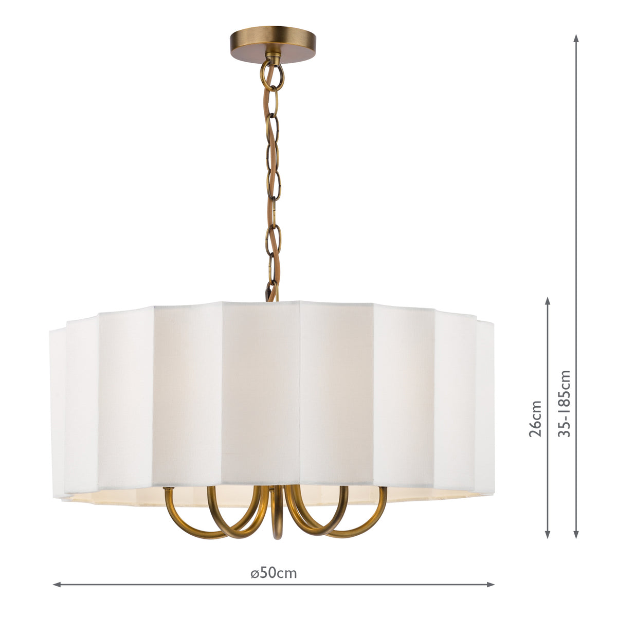 Dar Noura 5 Light Pendant Antique Bronze and Ivory Scallop Shade