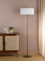 Dar Noura Floor Lamp Antique Bronze and Ivory Ivory Scallop Shade