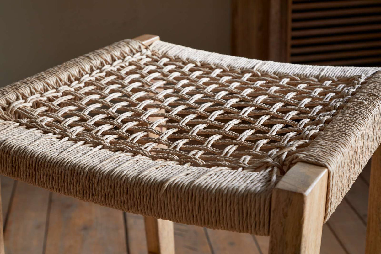Nkuku Aamani Mango Wood & Cord Counter Stool Natural