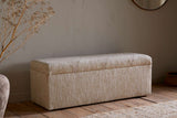 Nkuku Aranya Cotton & Jute Upholstered Storage Bench Natural