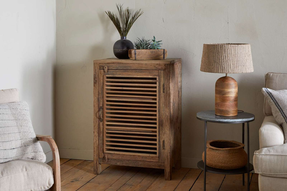 Nkuku Ibo Reclaimed Wood Slatted Low Cabinet Natural