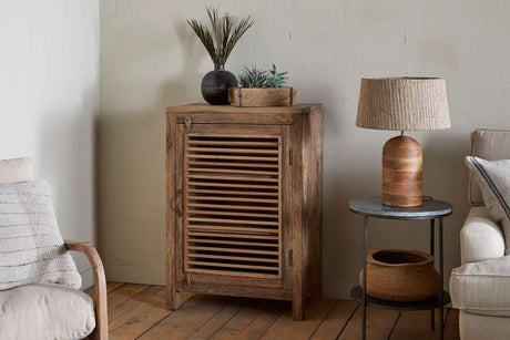 Nkuku Ibo Reclaimed Wood Slatted Low Cabinet Natural