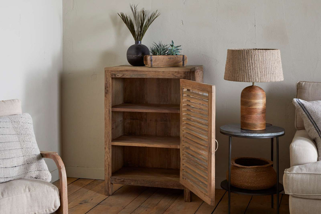 Nkuku Ibo Reclaimed Wood Slatted Low Cabinet Natural