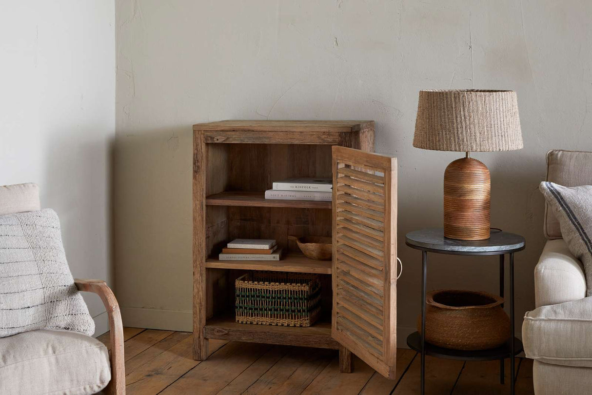 Nkuku Ibo Reclaimed Wood Slatted Low Cabinet Natural