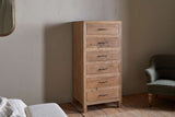 Nkuku Iya Reclaimed Wood Tall Boy Chest of Drawers Natural