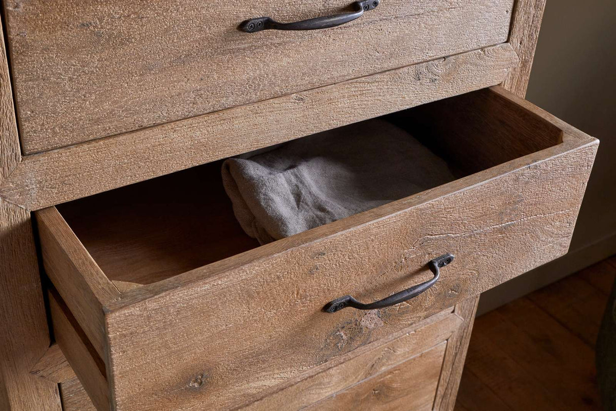 Nkuku Iya Reclaimed Wood Tall Boy Chest of Drawers Natural