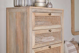 Nkuku Kanz Mango Wood Tall Boy Chest of Drawers Natural