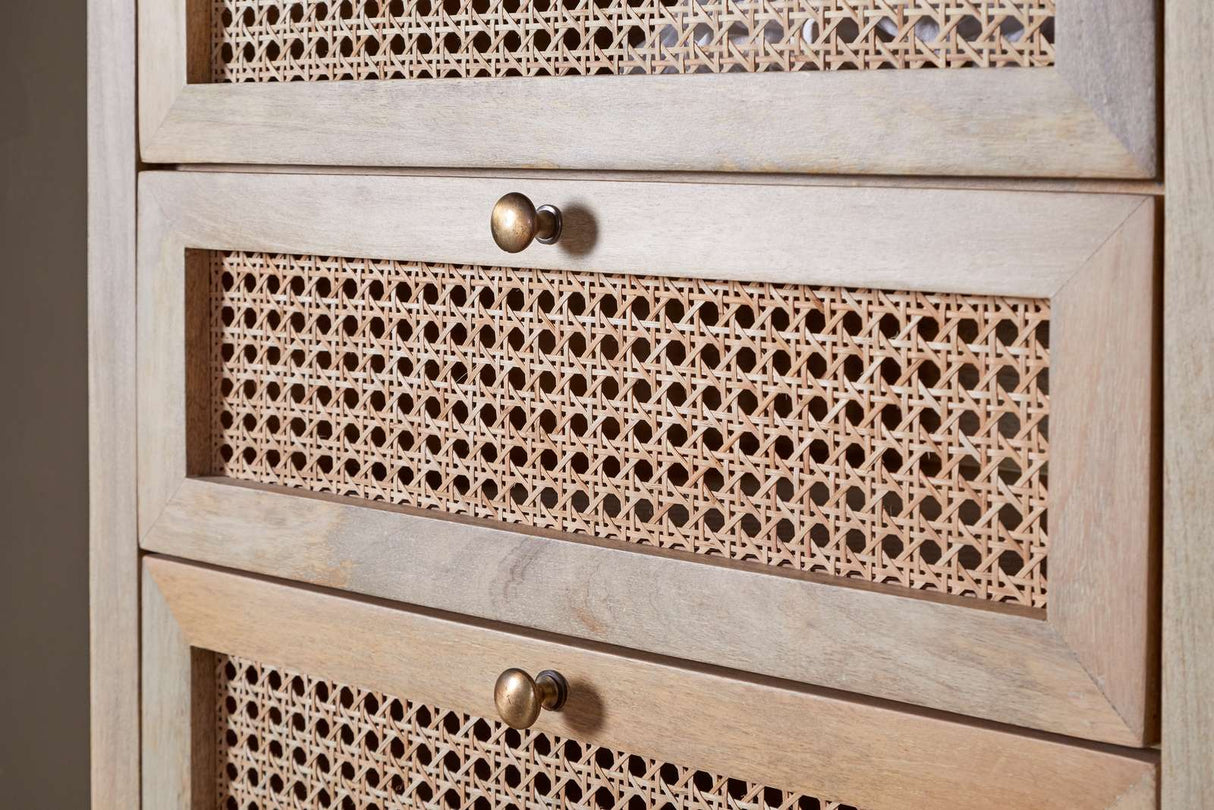 Nkuku Kanz Mango Wood Tall Boy Chest of Drawers Natural