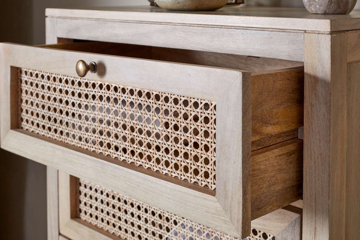 Nkuku Kanz Mango Wood Tall Boy Chest of Drawers Natural