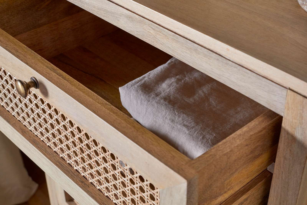 Nkuku Kanz Mango Wood Tall Boy Chest of Drawers Natural