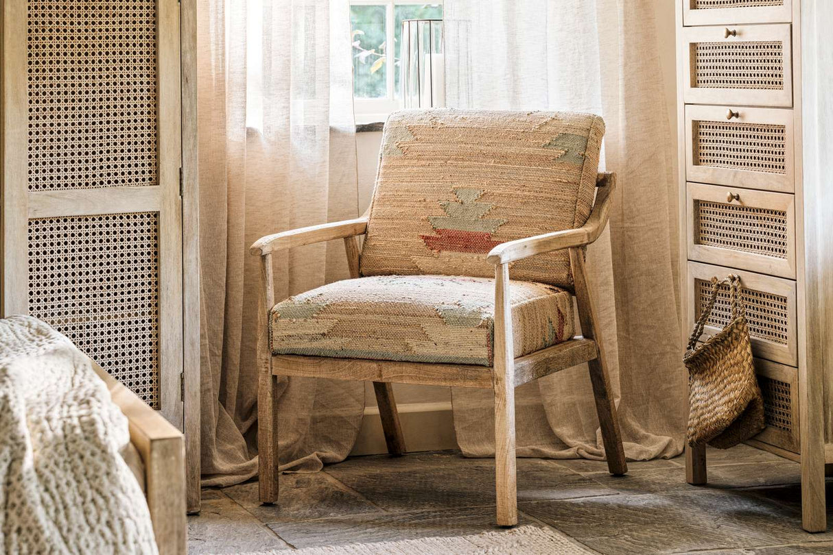 Nkuku Kavya Kilim Occasional Armchair Natural