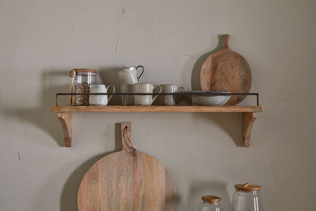 Nkuku Meera Mango Wood & Iron Gallery Shelf Natural Small