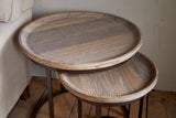 Nkuku Nisha Carved Reclaimed Wood & Iron Nesting Side Tables Natural