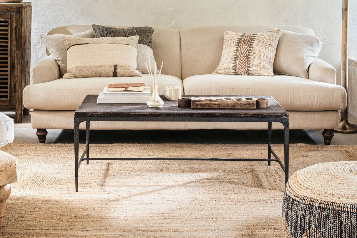 Nkuku Sita Reclaimed Wood & Iron Coffee Table Chocolate Brown